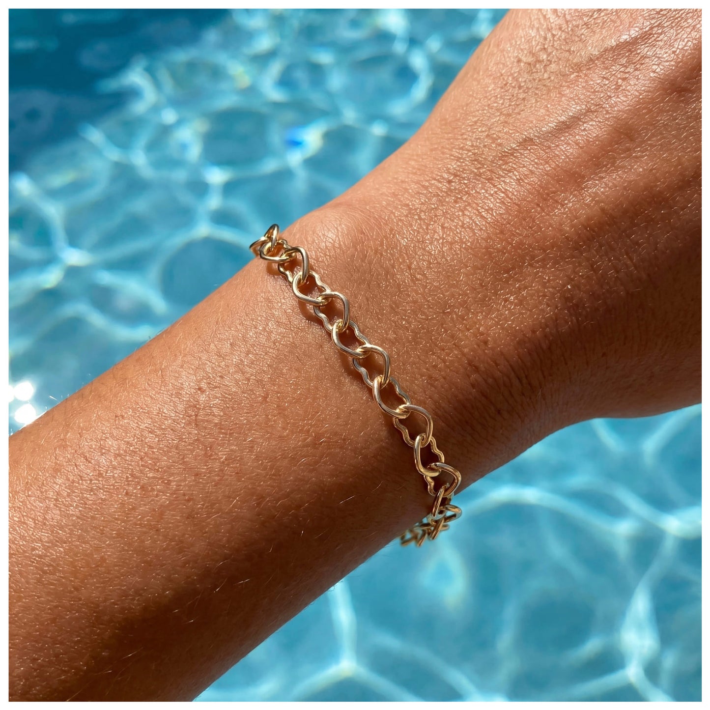 925S SILVER 14K GOLD 5MM "HEART" ARMBAND - ICERAIN JEWELRY