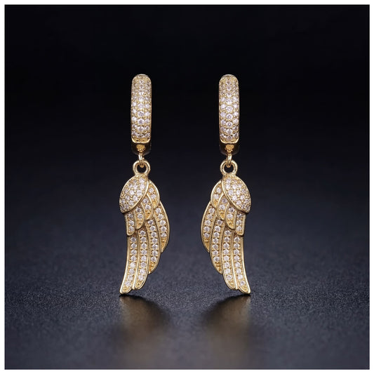 ICED OUT "GOLD ANGEL WINGS" OHRRINGE - ICERAIN JEWELRY