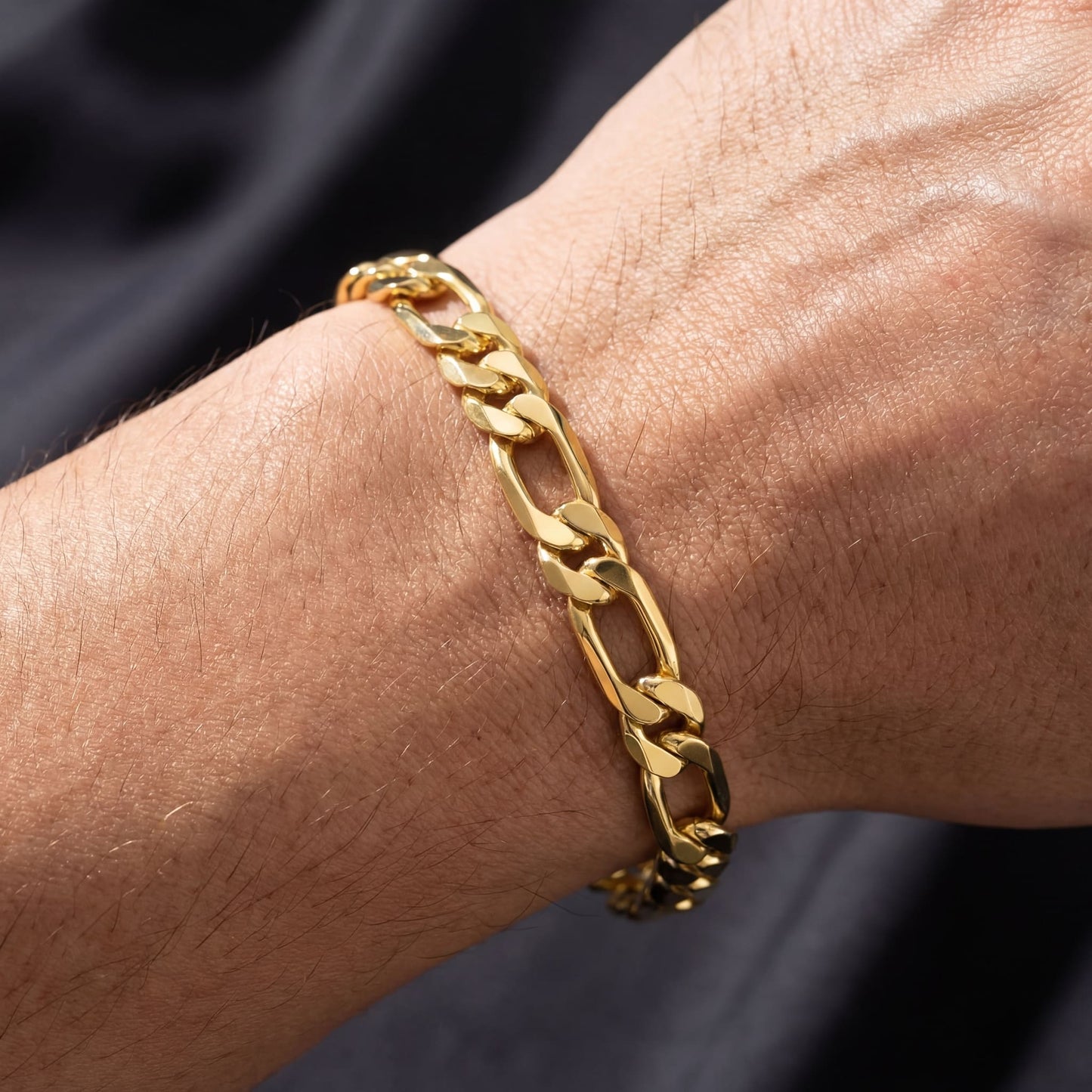 925S SILVER 18K GOLD 6,5MM "FIGARO" ARMBAND [PREMIUM VERSION] - ICERAIN JEWELRY