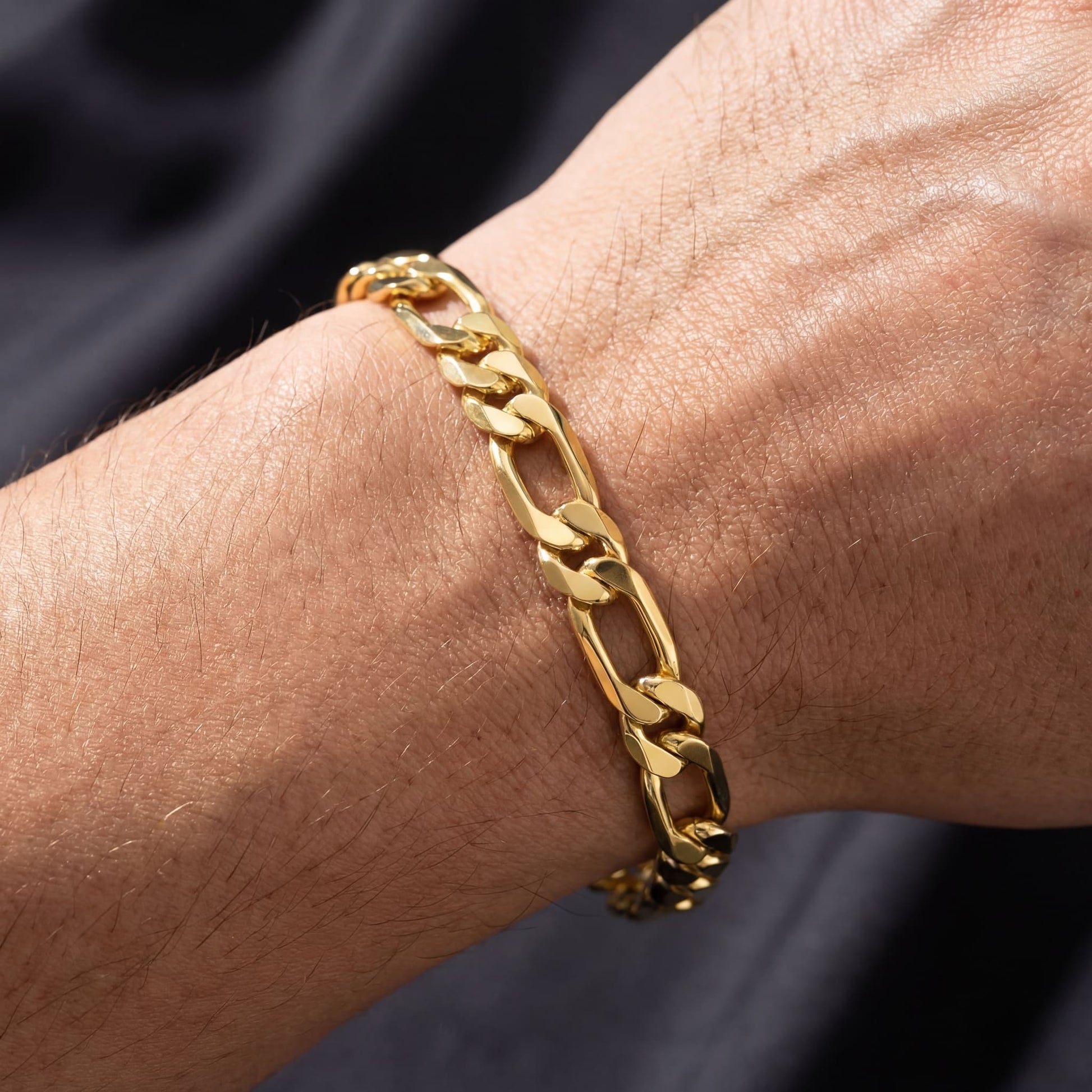 925S SILVER 18K GOLD 6,5MM "FIGARO" ARMBAND [PREMIUM VERSION] - ICERAIN JEWELRY