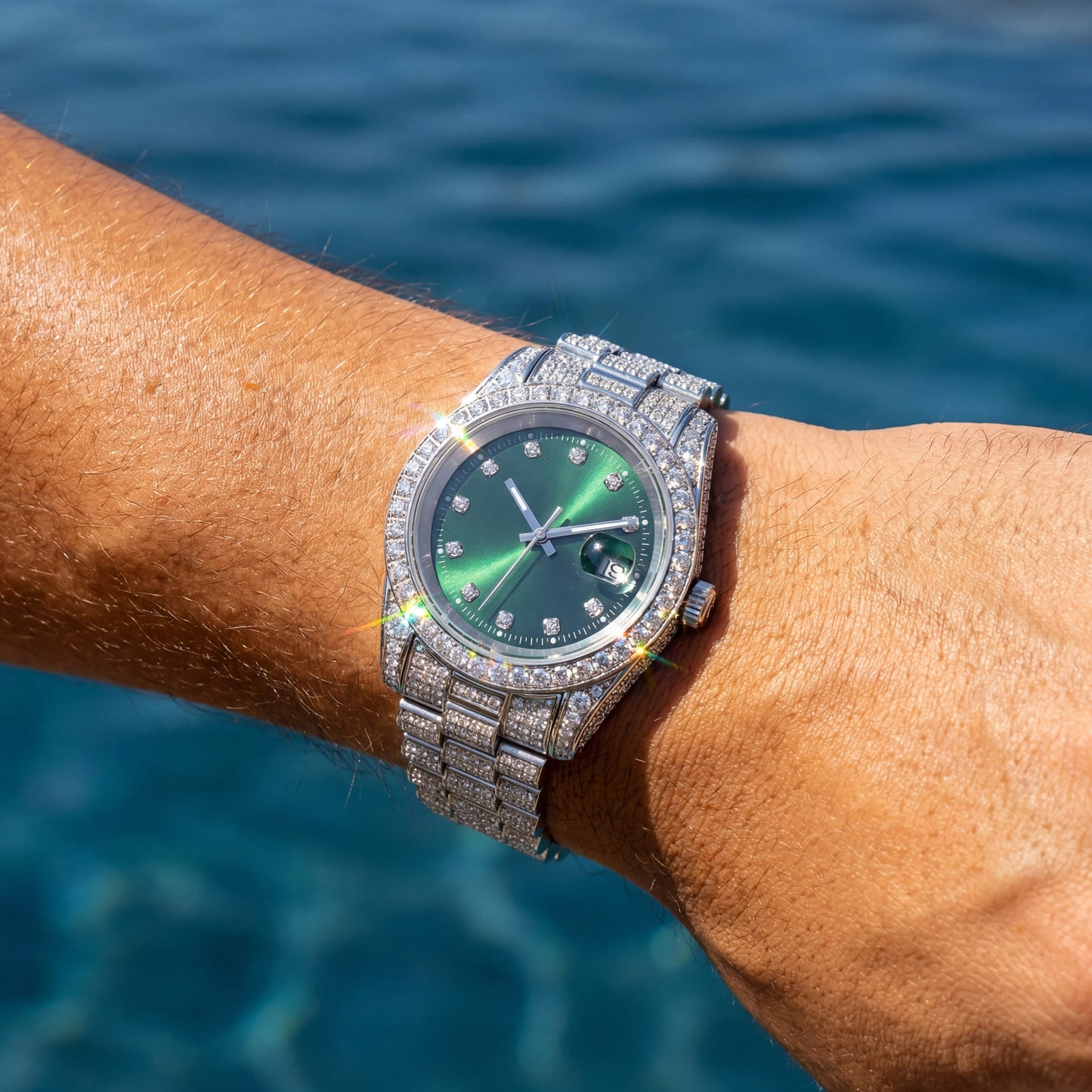 ICED OUT 40MM "COSAFIMA" 12K WEISSGOLD UHR - ICERAIN JEWELRY