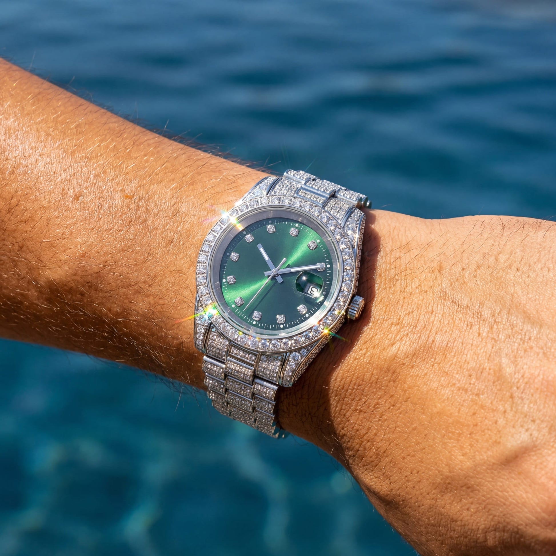 ICED OUT 40MM "COSAFIMA" 12K WEISSGOLD UHR - ICERAIN JEWELRY