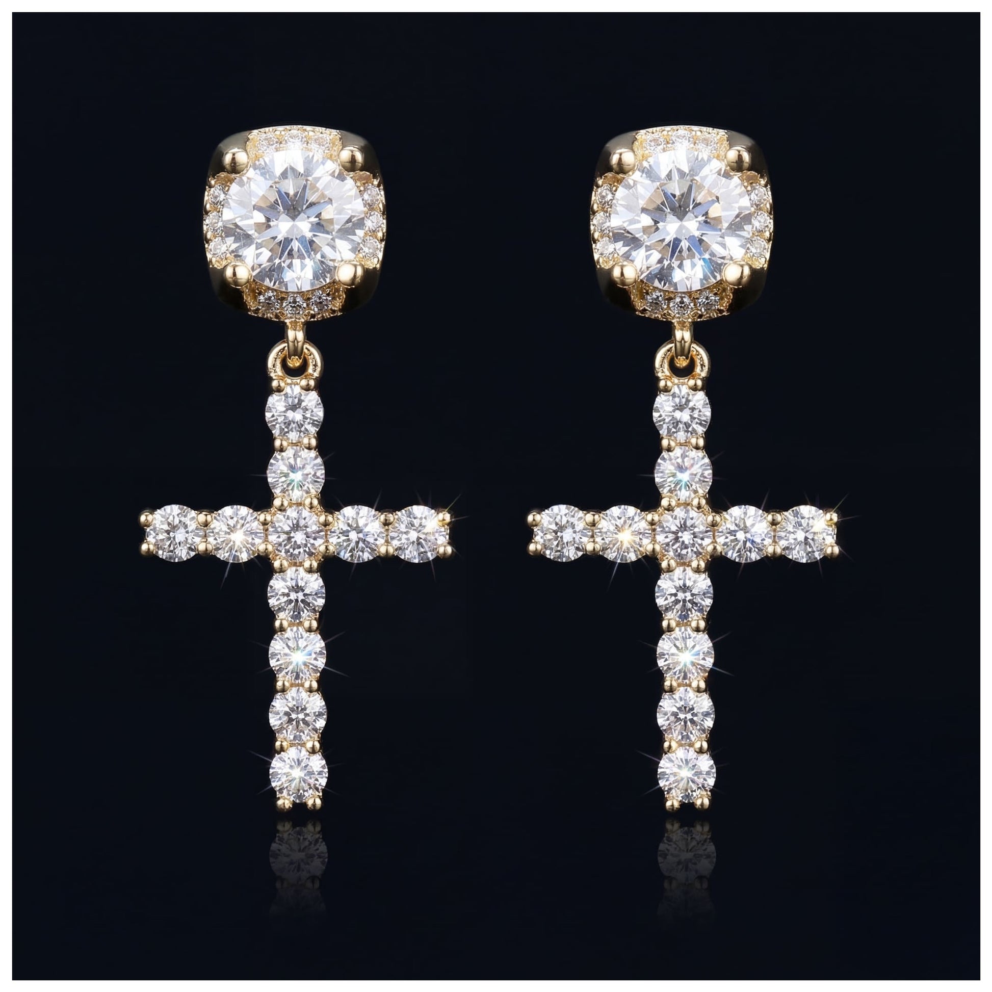 ICED OUT "GOLD LUXURY CROSS" OHRRINGE - ICERAIN JEWELRY