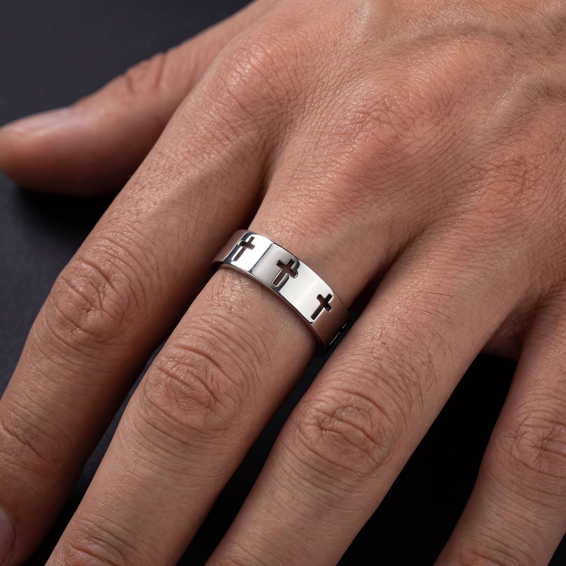 EDELSTAHL "CROSS" RING - ICERAIN JEWELRY