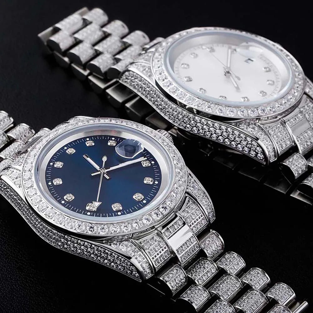 ICED OUT 40MM "COSAFIMA" 12K WEISSGOLD UHR - ICERAIN JEWELRY