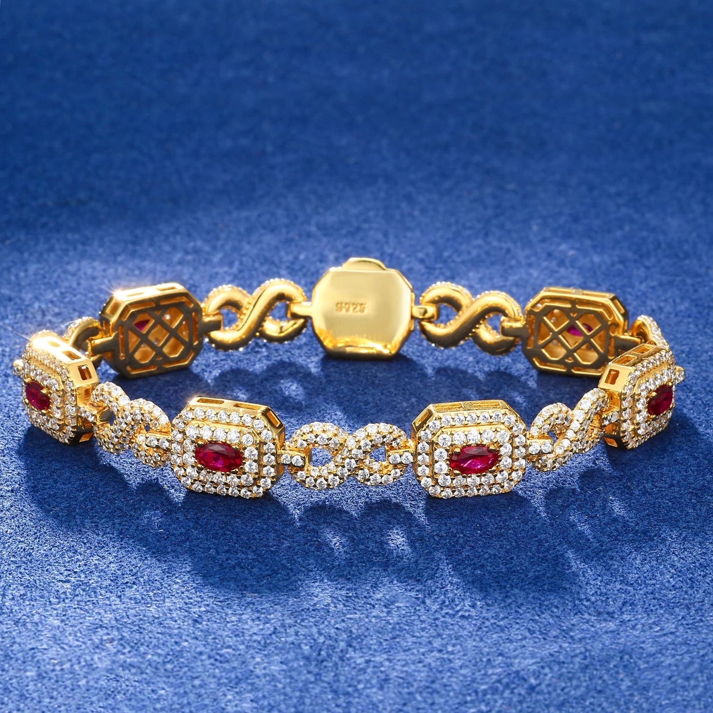 ICED OUT 10MM MOISSANITE "ZOLETTA" WEISSGOLD 925S SILVER ARMBAND