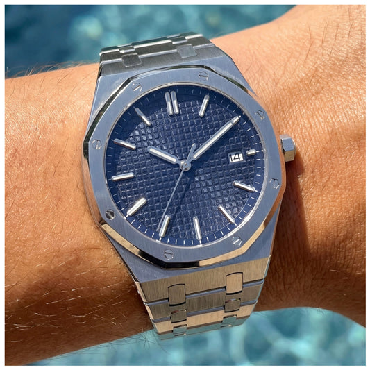 EDELSTAHL AUTOMATIK "MIDNIGHT BLUE PATTERY" UHR - ICERAIN JEWELRY