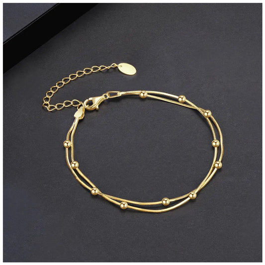 925S SILVER 14K GOLD 0,9MM "SATELLITE" ARMBAND - ICERAIN JEWELRY