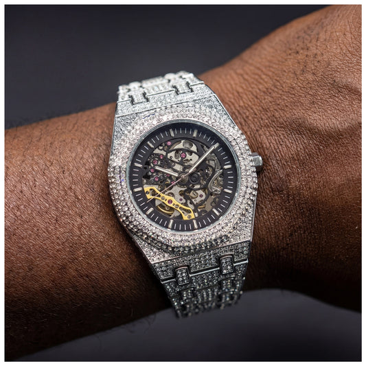 ICED OUT AUTOMATIK "SCHELETRO" UHR - ICERAIN JEWELRY