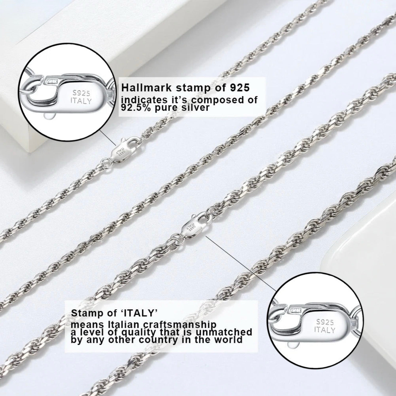 925S SILVER "ROPE" KETTE - ICERAIN JEWELRY