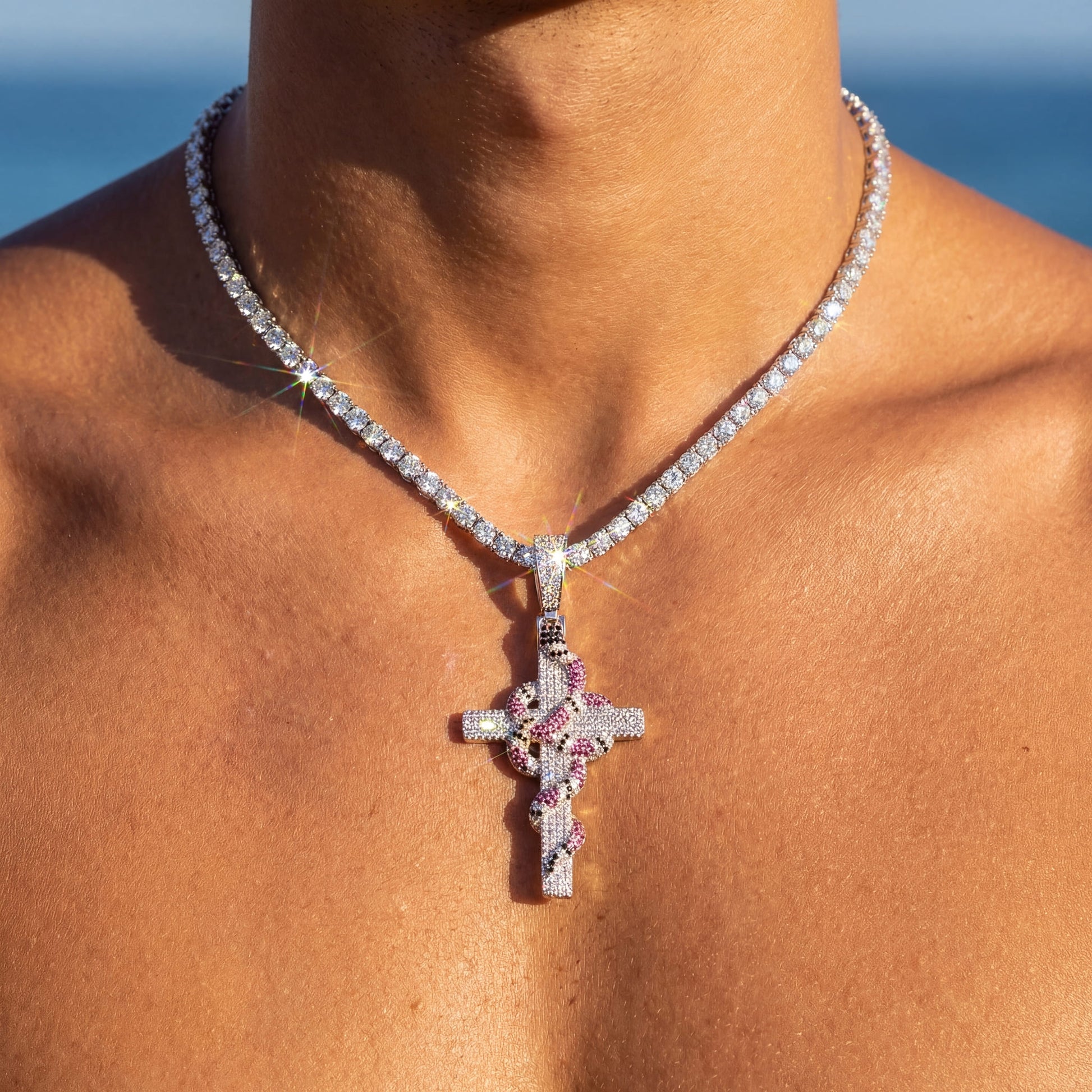 SALE | ICED OUT 60CM "SILVER CROSS V3" KETTE - ICERAIN JEWELRY