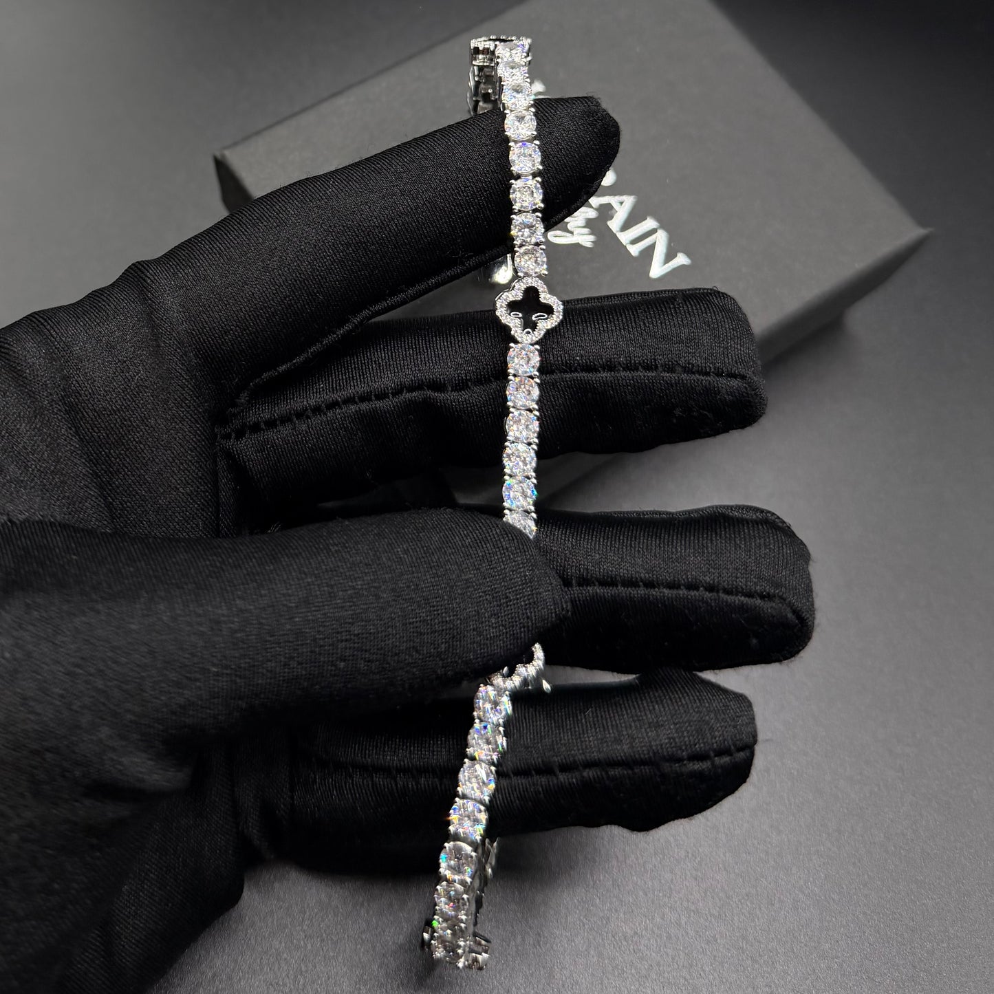 ICED OUT "BLACK CLOVER TENNIS" ARMBAND - ICERAIN JEWELRY