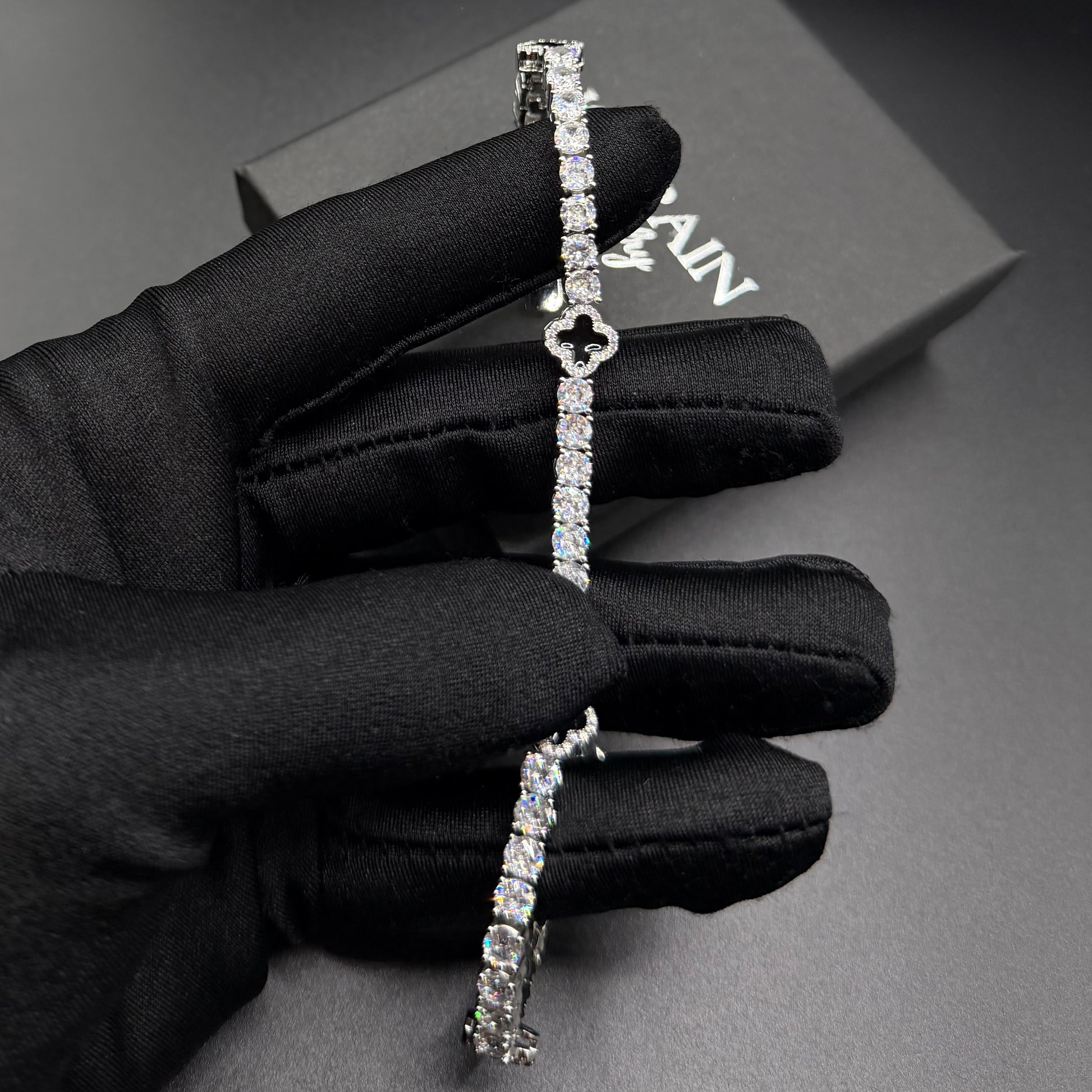 ICED OUT "BLACK CLOVER TENNIS" ARMBAND - ICERAIN JEWELRY