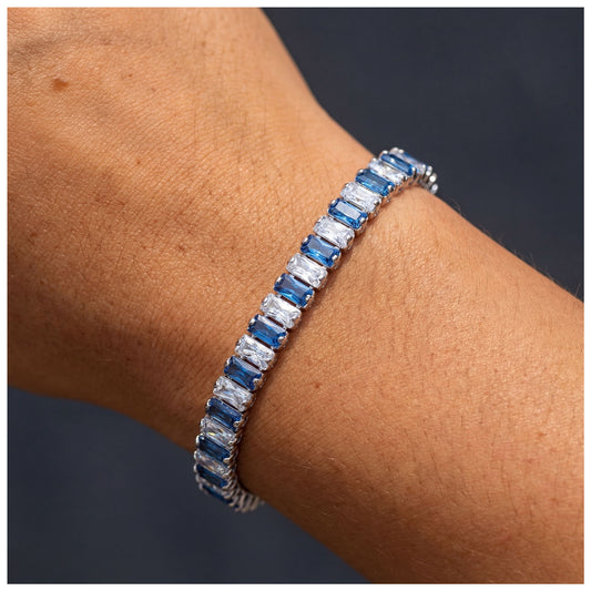 ICED OUT 5MM "SILVER/BLUE SHINO" ARMBAND - ICERAIN JEWELRY