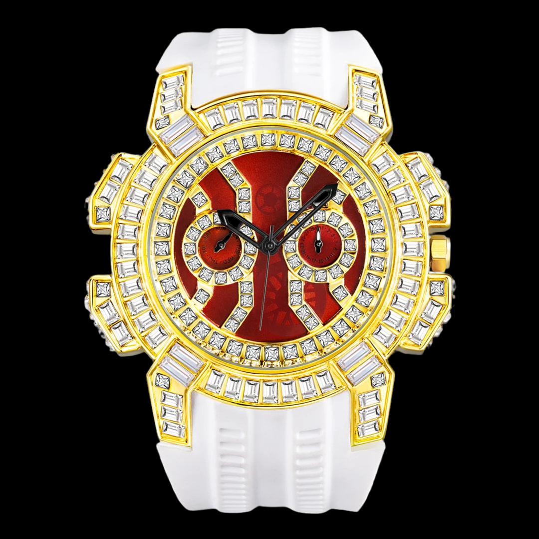 Luxus Designer Iced Out "Sunstar" Uhr + Box + Armbandkürzer