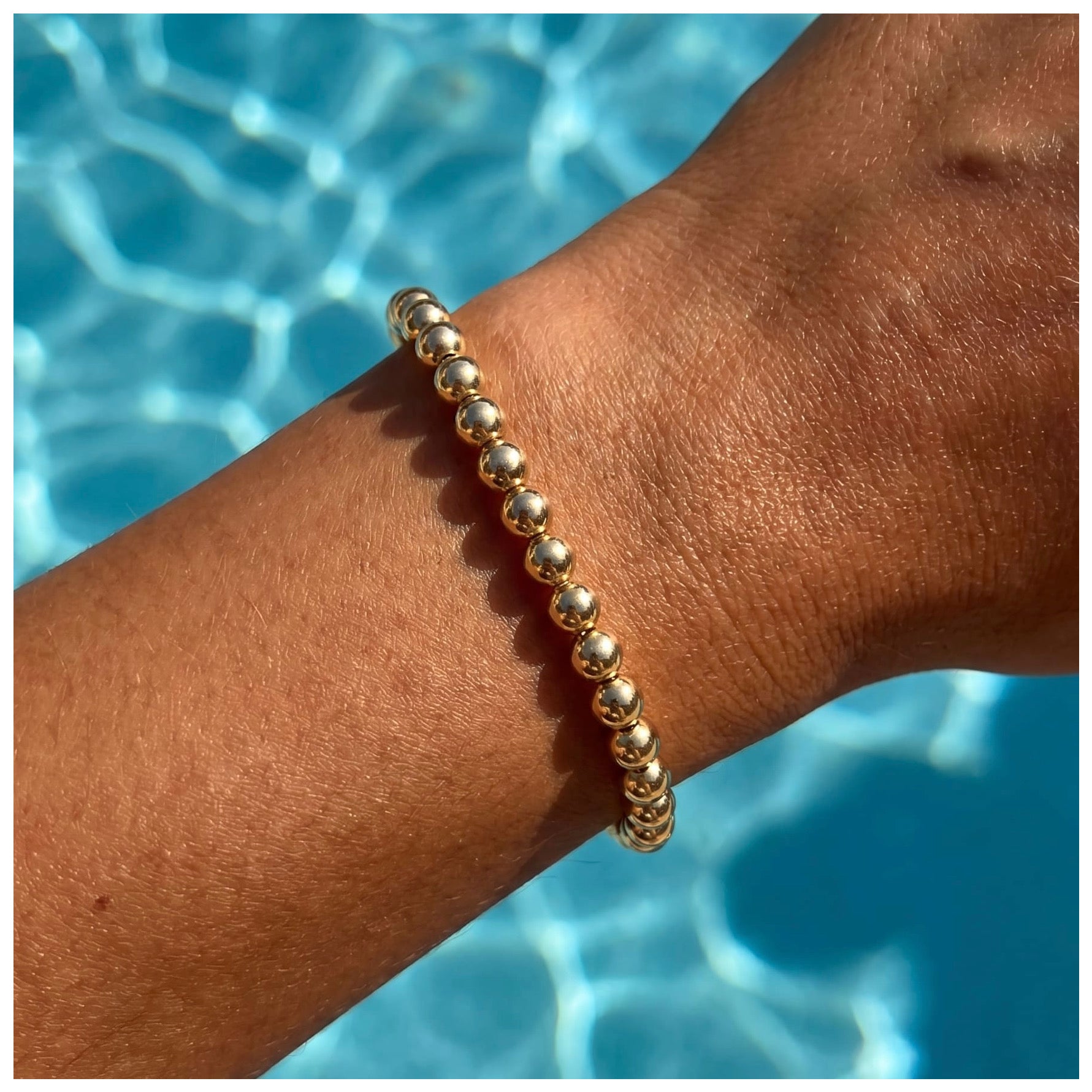 925S SILVER 14K GOLD 4MM "PEARL" ARMBAND - ICERAIN JEWELRY
