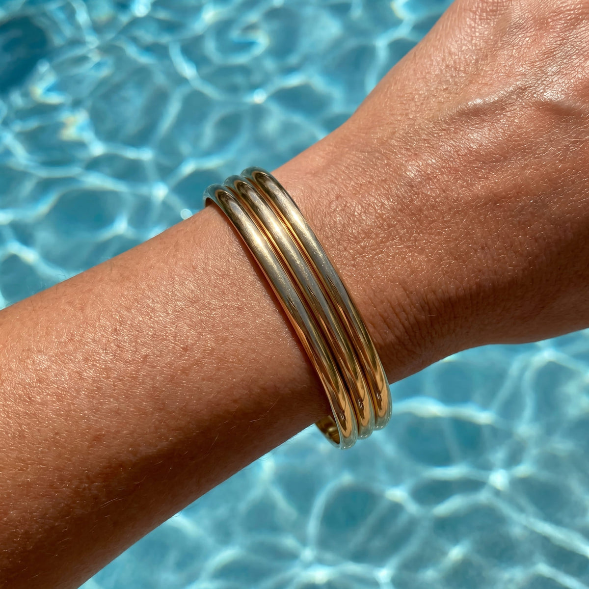 SALE | EDELSTAHL 18K GOLD "ANDRES" ARMREIF (3 STÜCK) - ICERAIN JEWELRY
