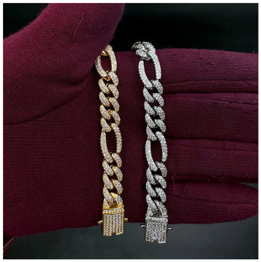 ICED OUT 10MM "FIGARO CUBAN" ARMBAND - ICERAIN JEWELRY