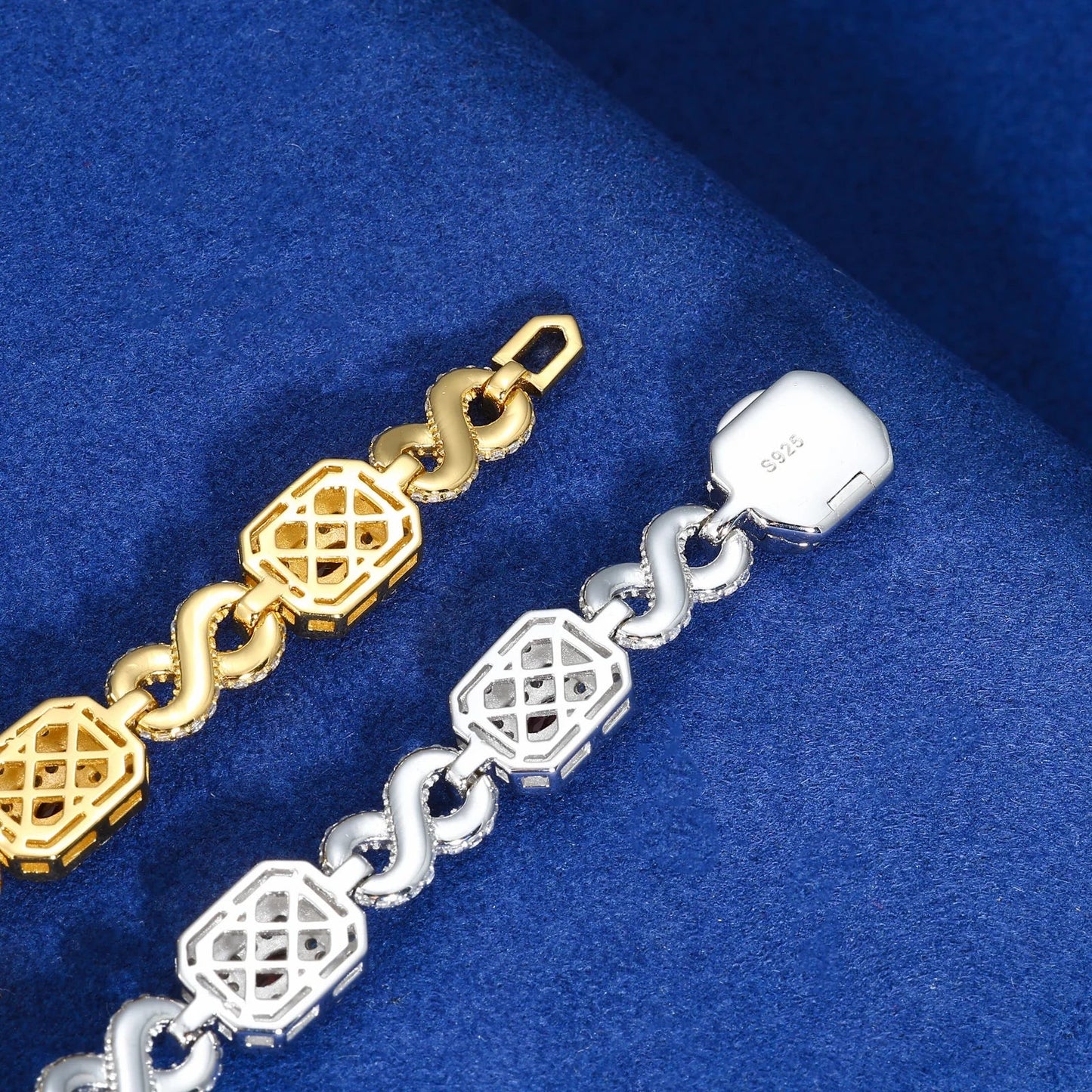 ICED OUT 10MM MOISSANITE "ZOLETTA" WEISSGOLD 925S SILVER ARMBAND