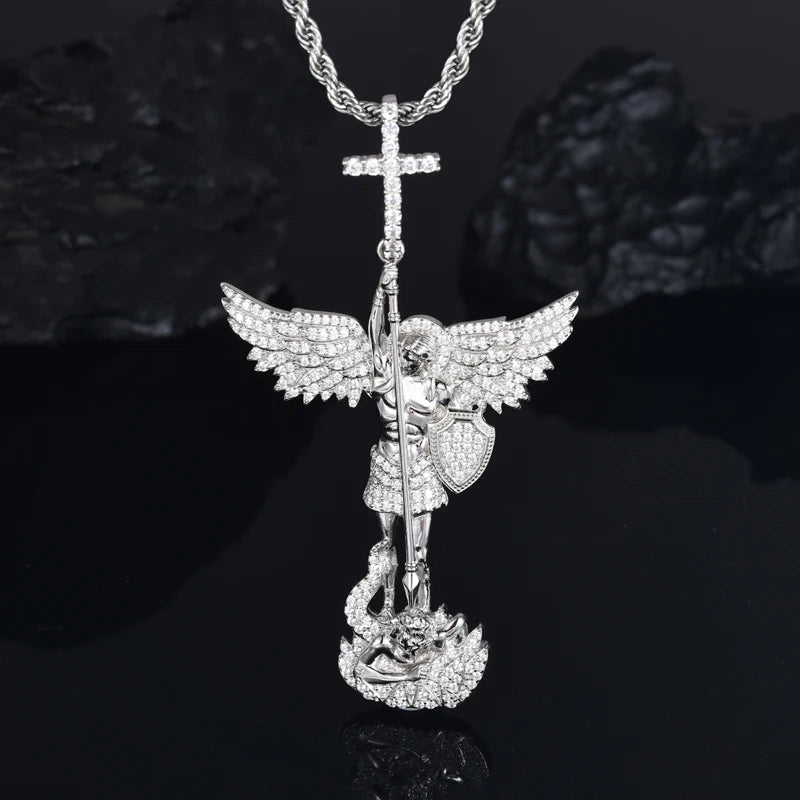 ICED OUT MOISSANITE "JESUS GUARDIAN" WEISSGOLD 925S SILVER KETTE - ICERAIN JEWELRY