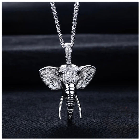 ICED OUT MOISSANITE "ELEPHANT" WEISSGOLD 925S SILVER KETTE - ICERAIN JEWELRY