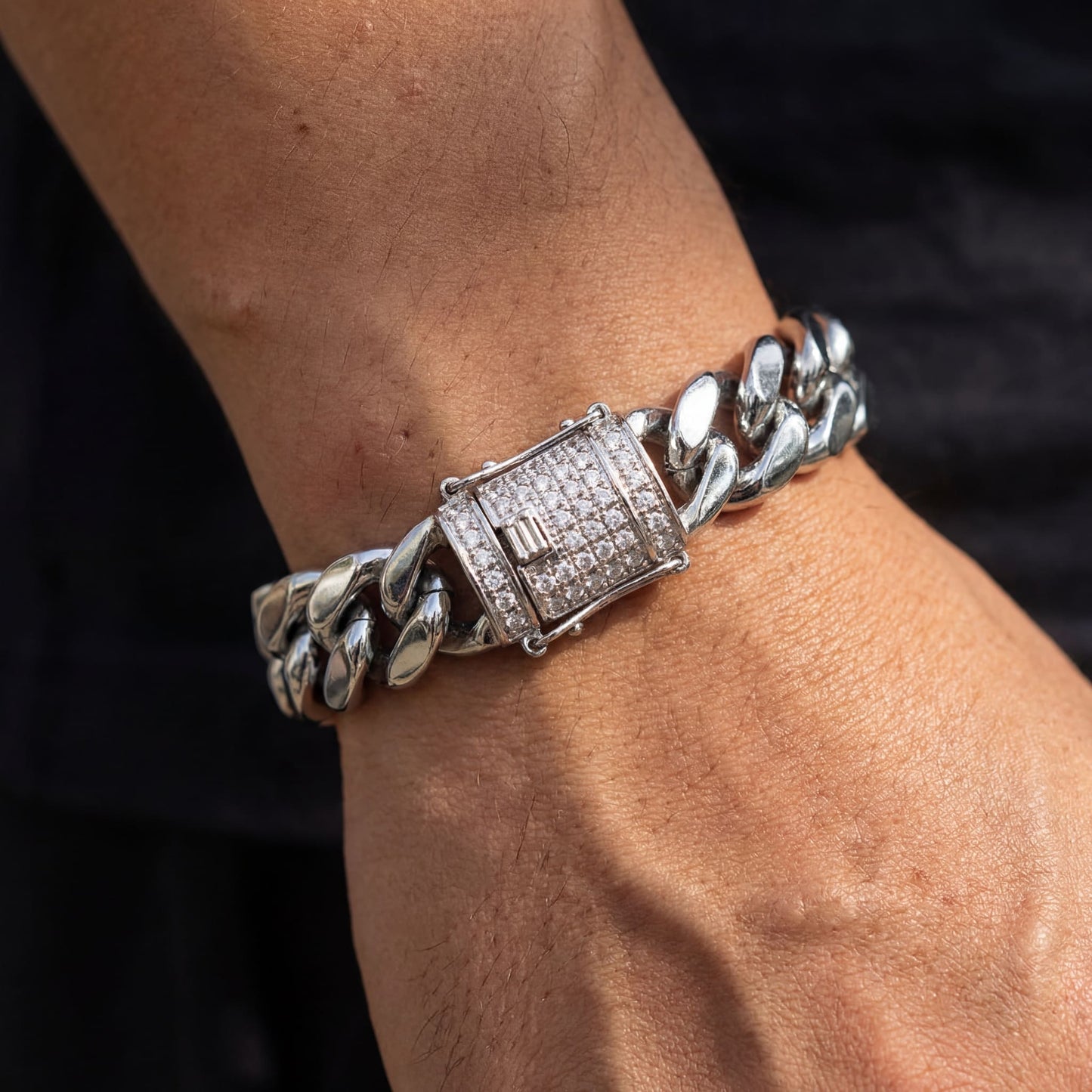 ICED OUT "SILVER CUBAN" ARMBAND - ICERAIN JEWELRY