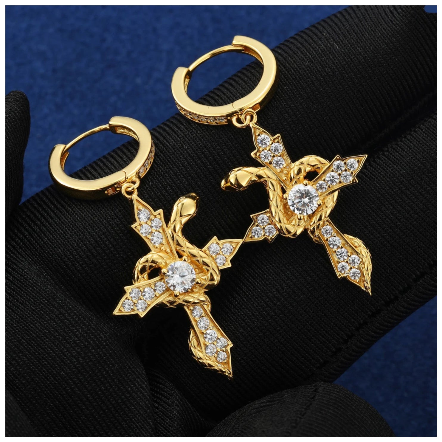 ICED OUT MOISSANITE "VIPER CROSS" WEISSGOLD 925S SILVER OHRRINGE - ICERAIN JEWELRY