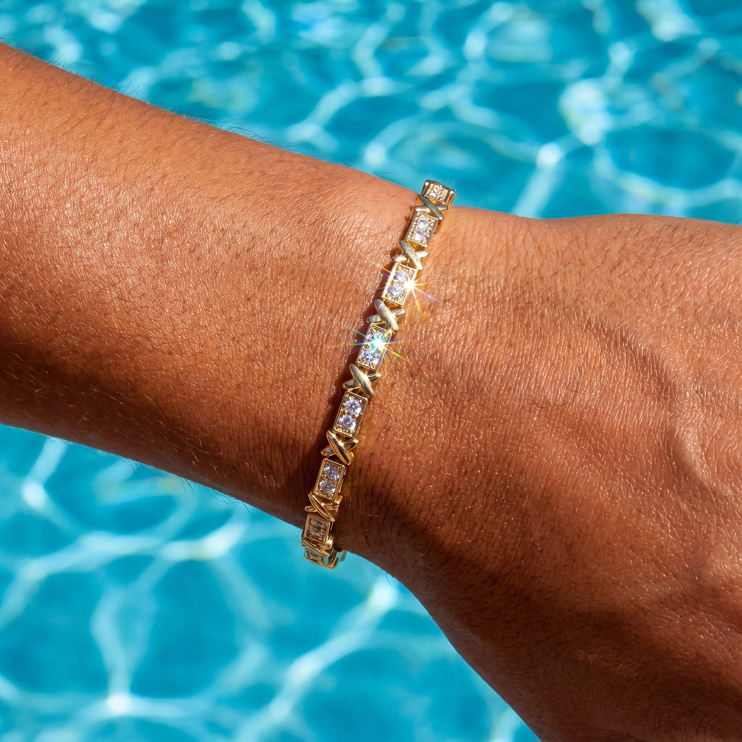 ICED OUT 3MM "GOLD XONE" ARMBAND - ICERAIN JEWELRY