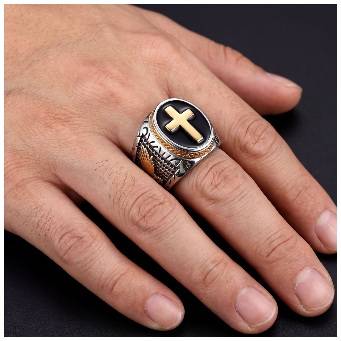 EDELSTAHL "CROSS V6" RING - ICERAIN JEWELRY