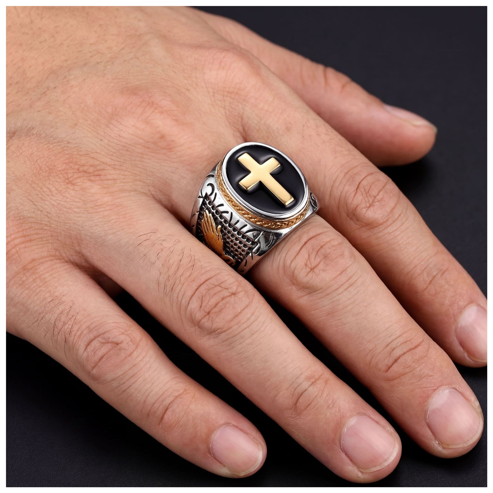 EDELSTAHL "CROSS V6" RING - ICERAIN JEWELRY