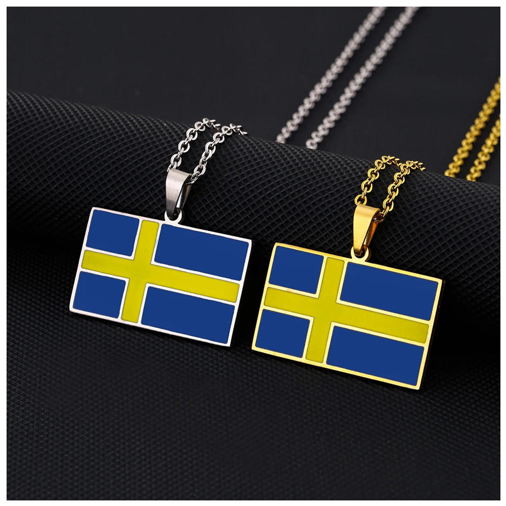 EDELSTAHL "SWEDEN FLAG" LÄNDERKETTE - ICERAIN JEWELRY