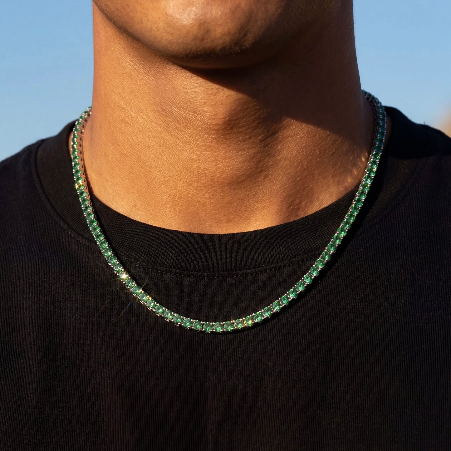 ICED OUT 5MM "GREEN TENNIS" KETTE - ICERAIN JEWELRY