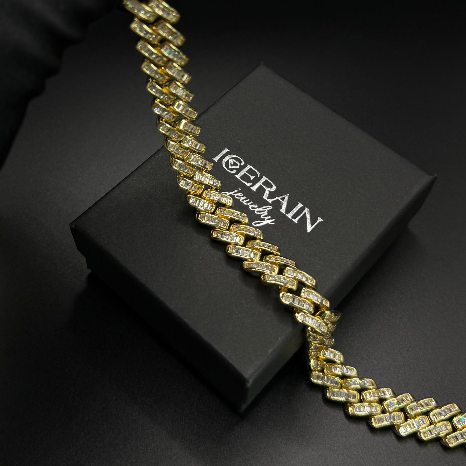 ICED OUT 12MM "GOLD PRONG CUBAN V2" KETTE - ICERAIN JEWELRY