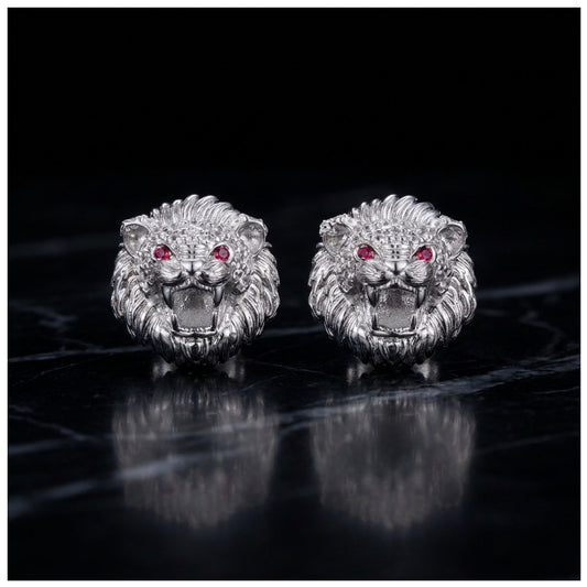 ICED OUT MOISSANITE "LION" WEISSGOLD 925S SILVER OHRRINGE
