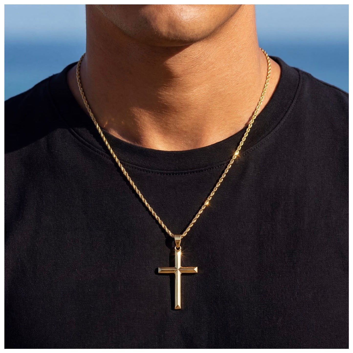 925S SILVER 14K GOLD "CROSS" KETTE - ICERAIN JEWELRY