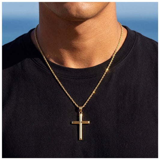 925S SILVER 14K GOLD "CROSS" KETTE - ICERAIN JEWELRY