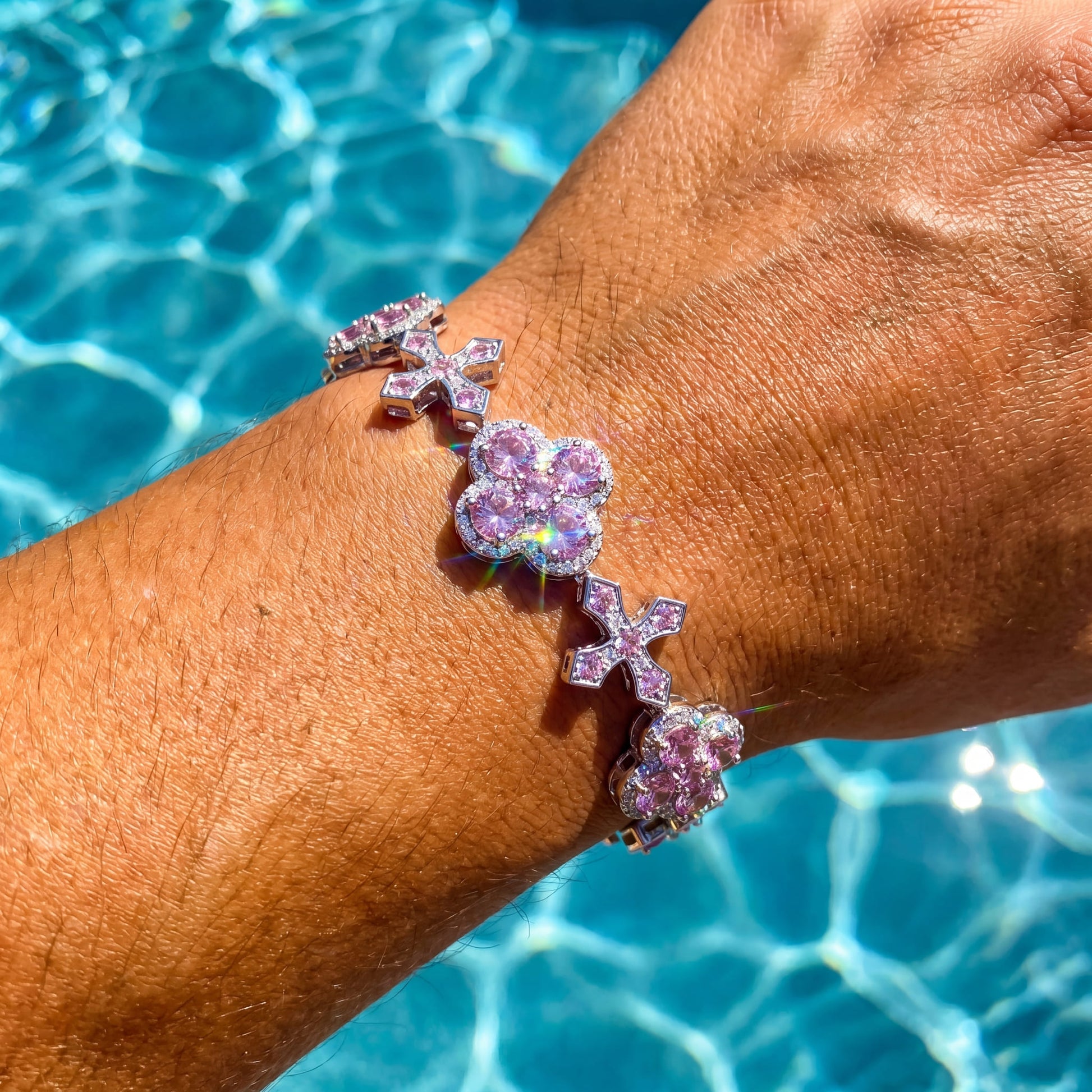 ICED OUT "CLOVER CROSS" ARMBAND - ICERAIN JEWELRY