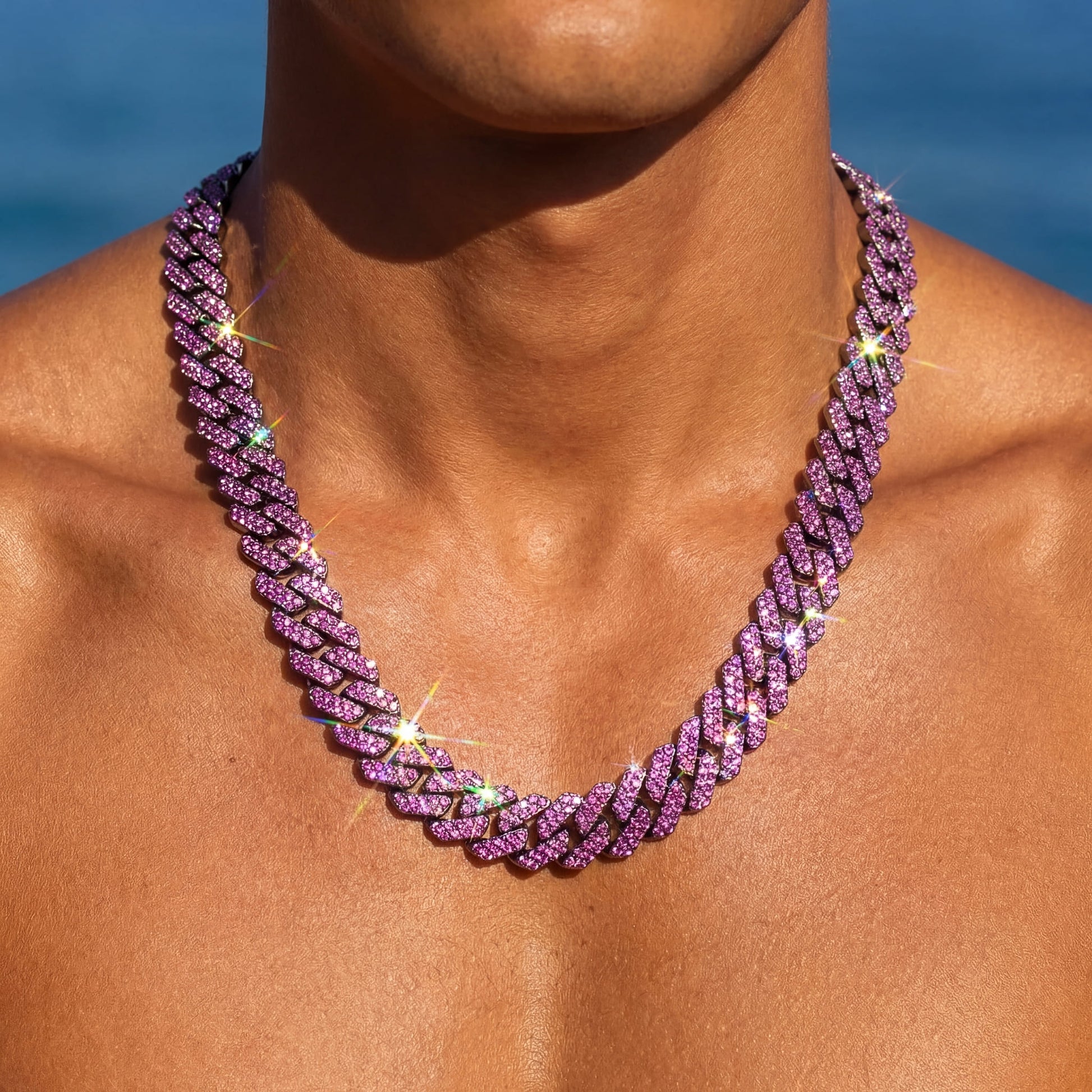 ICED OUT 12MM "PURPLE PRONG CUBAN" KETTE - ICERAIN JEWELRY