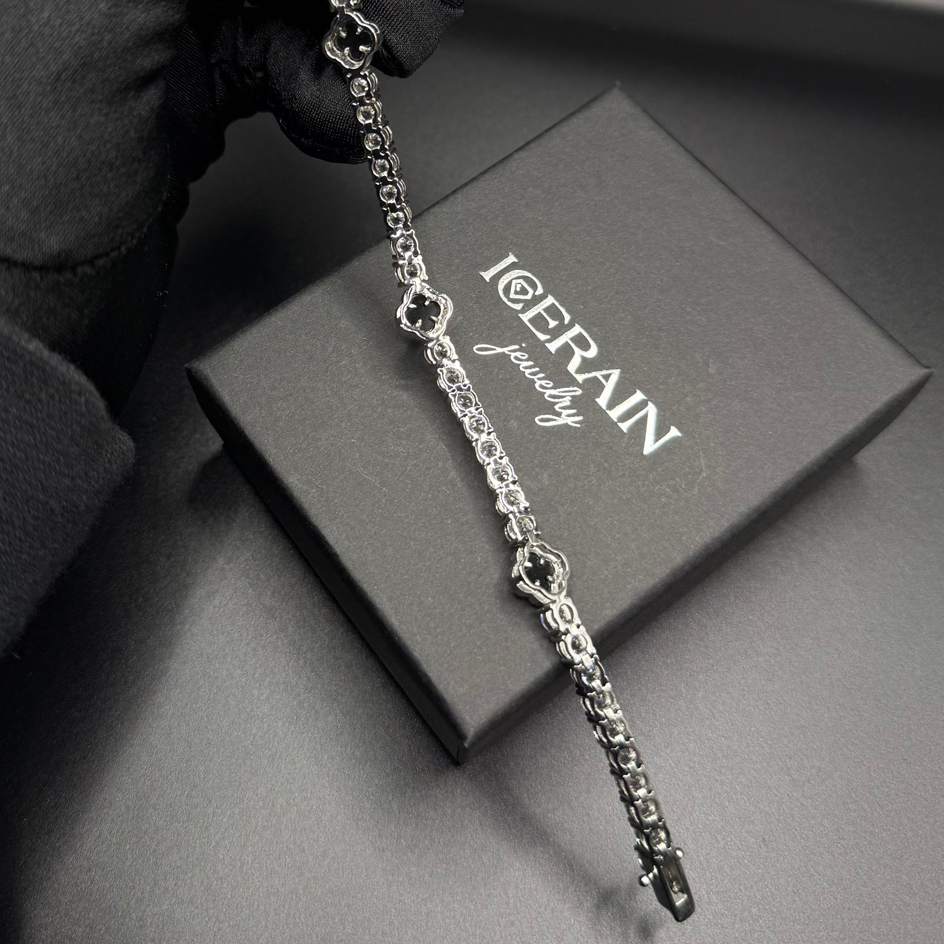 ICED OUT "BLACK CLOVER TENNIS" ARMBAND - ICERAIN JEWELRY