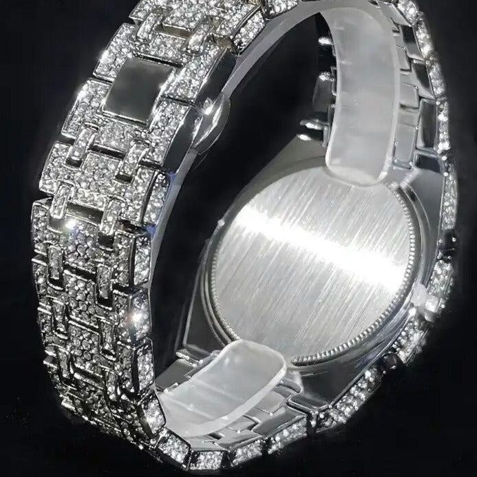 Luxus Designer Iced Out "Quadris" Uhr + Box + Armbandkürzer