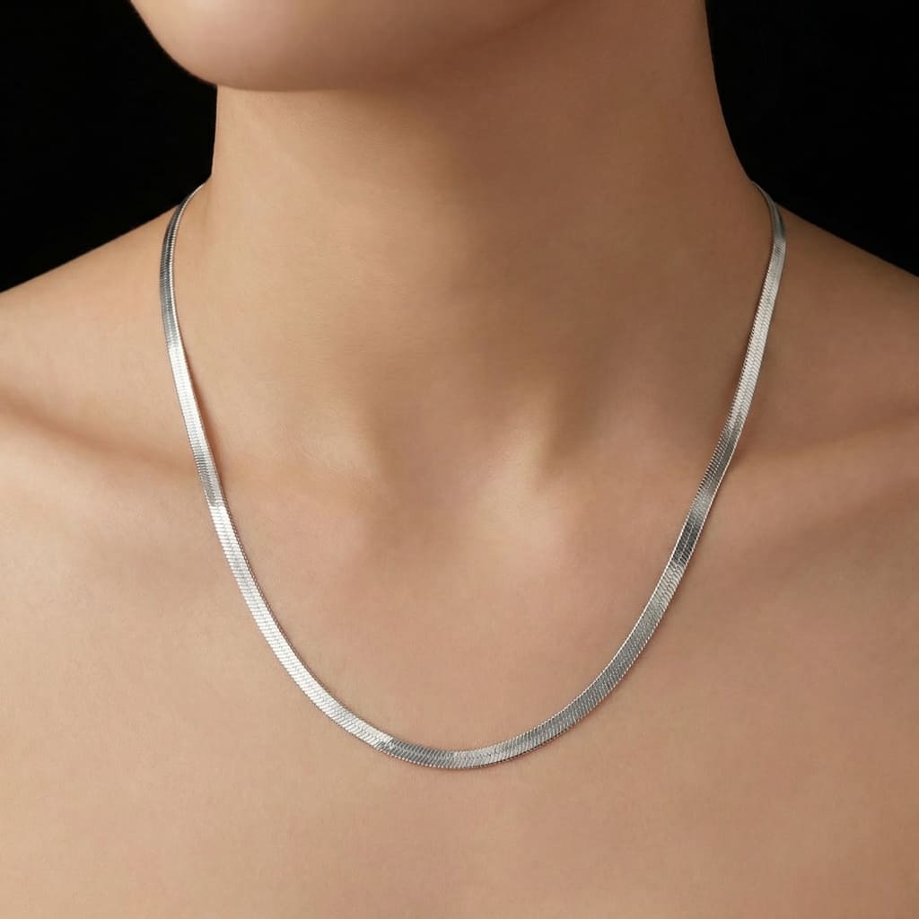 925S SILVER "HERRINGBONE" KETTE - ICERAIN JEWELRY