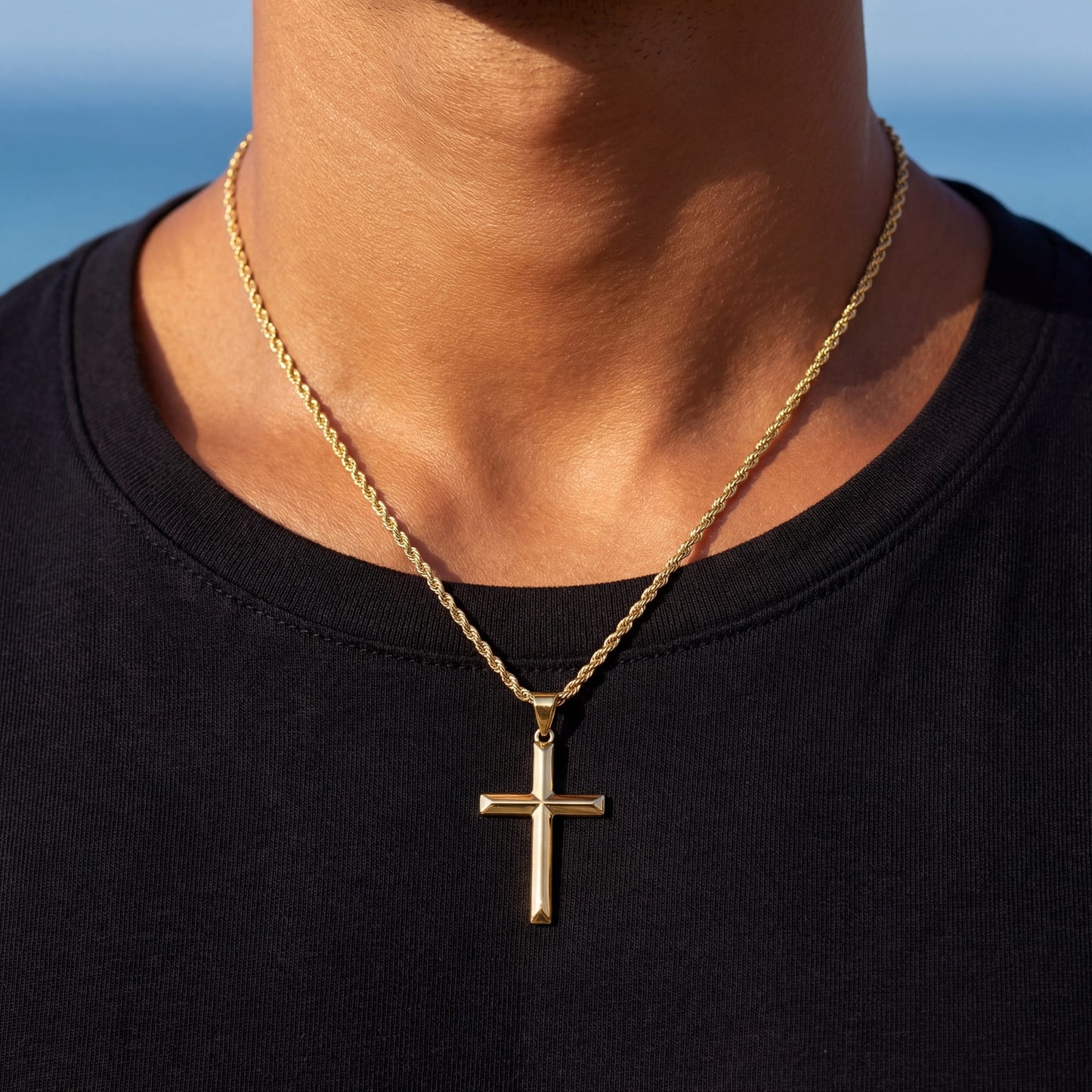 925S SILVER 14K GOLD "CROSS" KETTE - ICERAIN JEWELRY