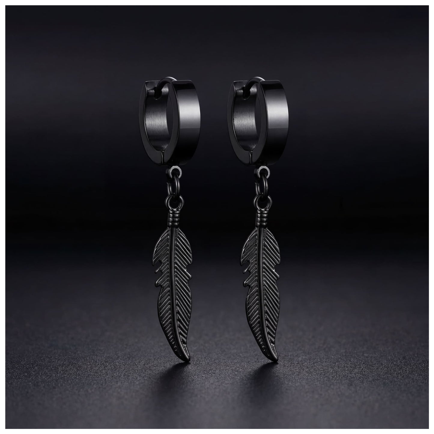 EDELSTAHL "BLACK PIUMA" OHRRINGE - ICERAIN JEWELRY