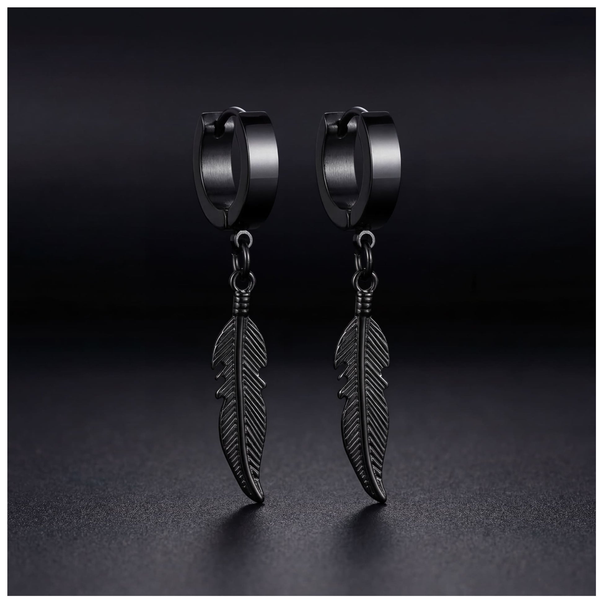 EDELSTAHL "BLACK PIUMA" OHRRINGE - ICERAIN JEWELRY