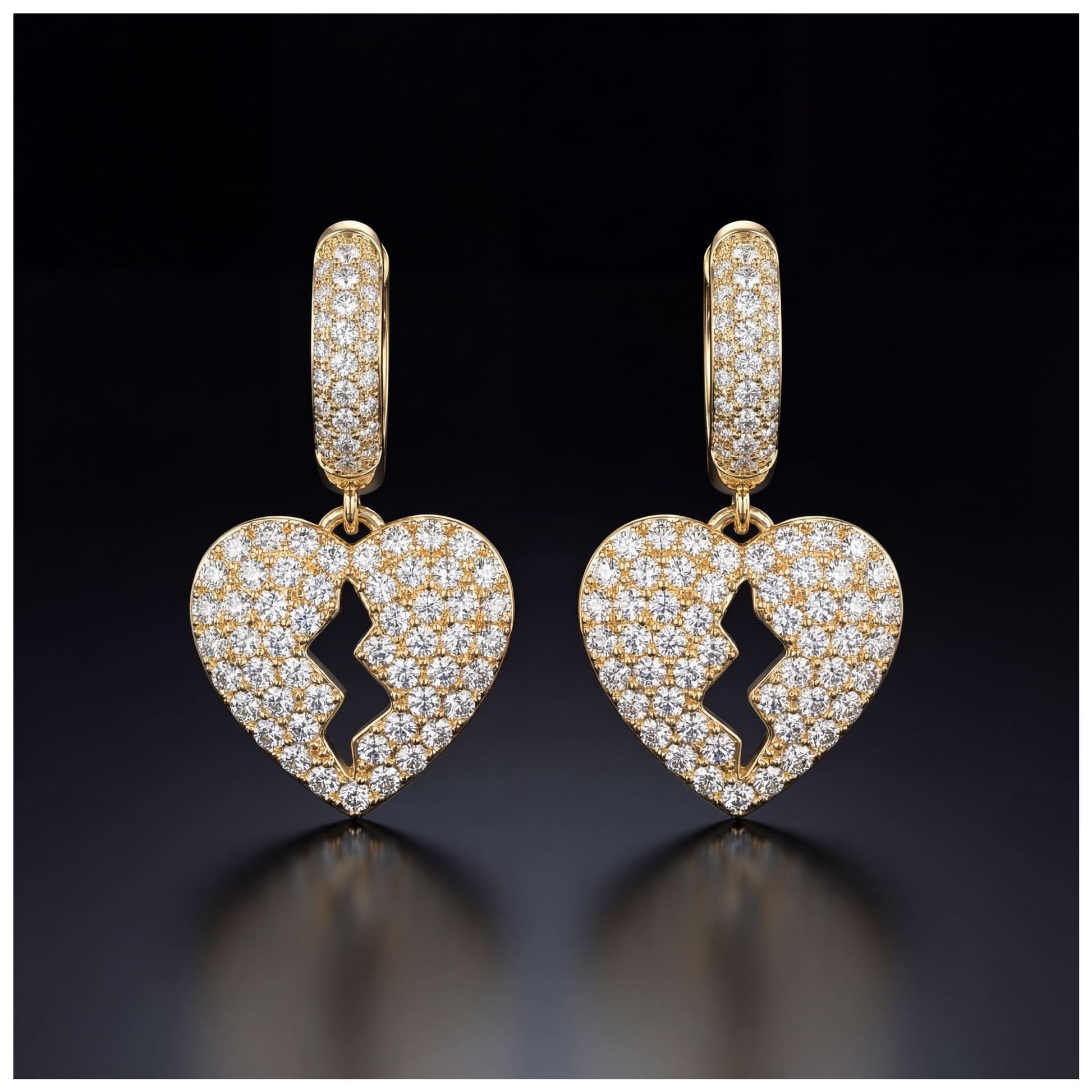 ICED OUT "GOLD BROKEN HEART" OHRRINGE - ICERAIN JEWELRY