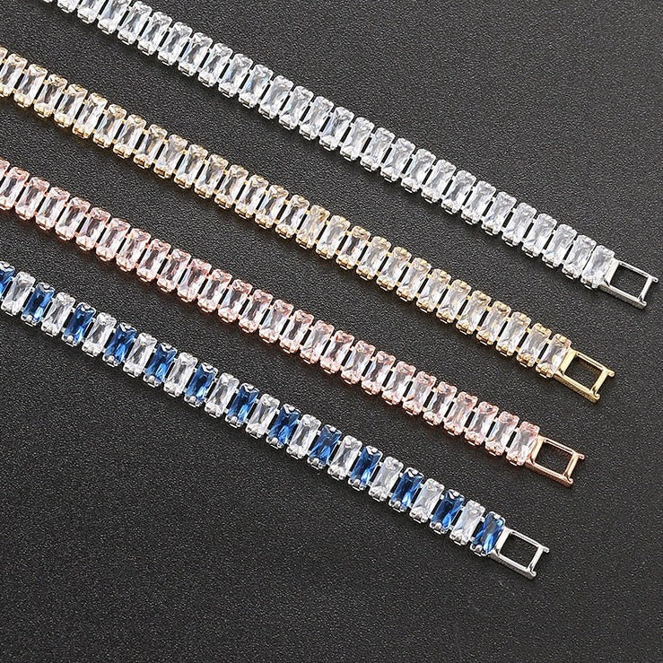 ICED OUT 5MM "SILVER/BLUE SHINO" ARMBAND - ICERAIN JEWELRY