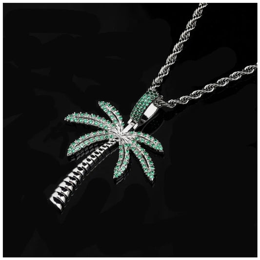 ICED OUT "SILVER PALM" KETTE - ICERAIN JEWELRY