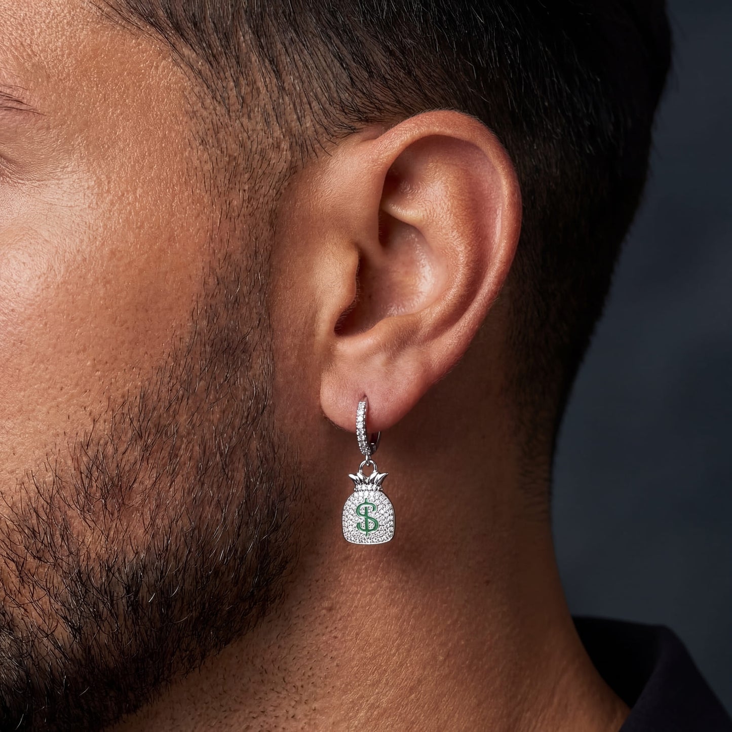 ICED OUT "SILVER CASHBAG" OHRRINGE - ICERAIN JEWELRY