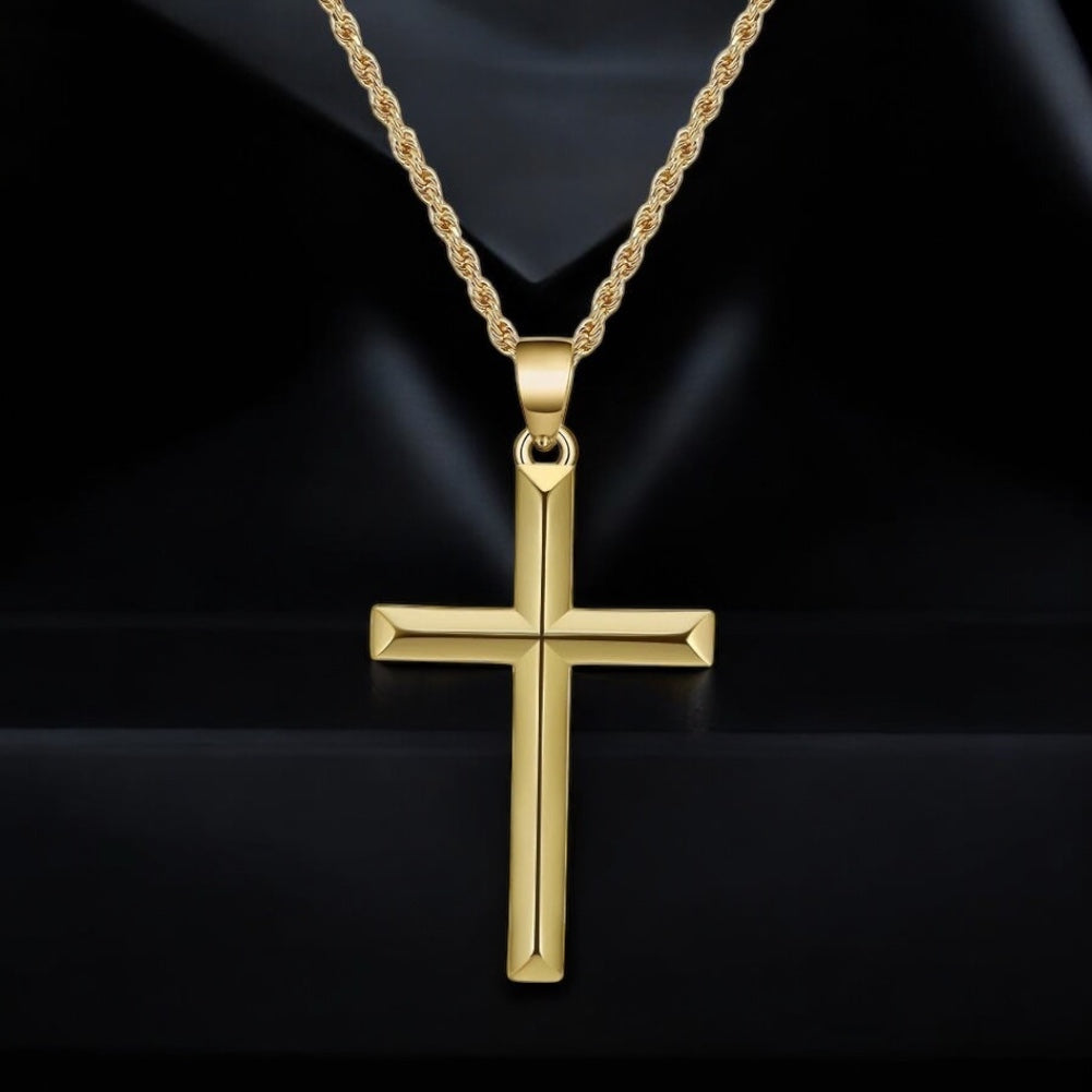 Luxus 925S Silver 14K Gold "Gold Cross" Kette - ICERAIN JEWELRY