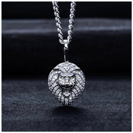 ICED OUT MOISSANITE "LION" WEISSGOLD 925S SILVER KETTE - ICERAIN JEWELRY